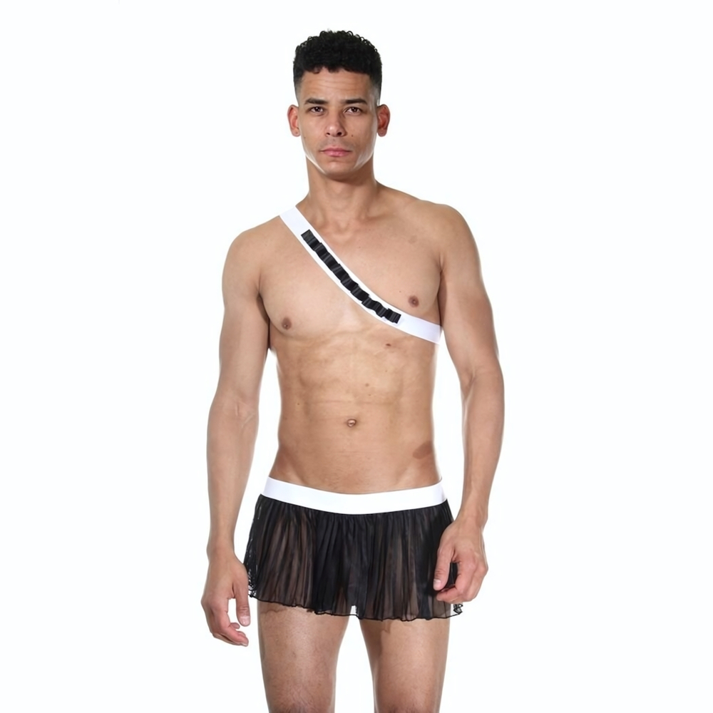 Черно-белый мужской игровой костюм Охотник (Размер: S-M) (Цвет: черный с белым)
