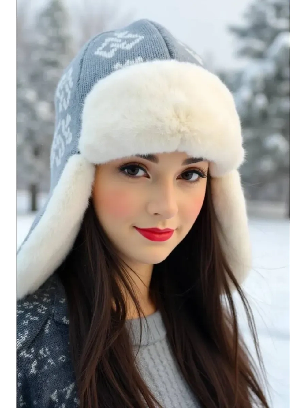 шапка зимняя ушанка вязаная с мехом