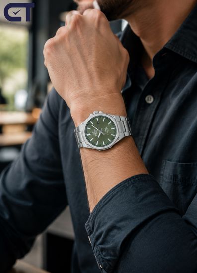 CASIO EFR-S108D-3AVUDF EDIFICE мужские наручные часы — ультратонкая модель с зелёным циферблатом и сапфировым стеклом