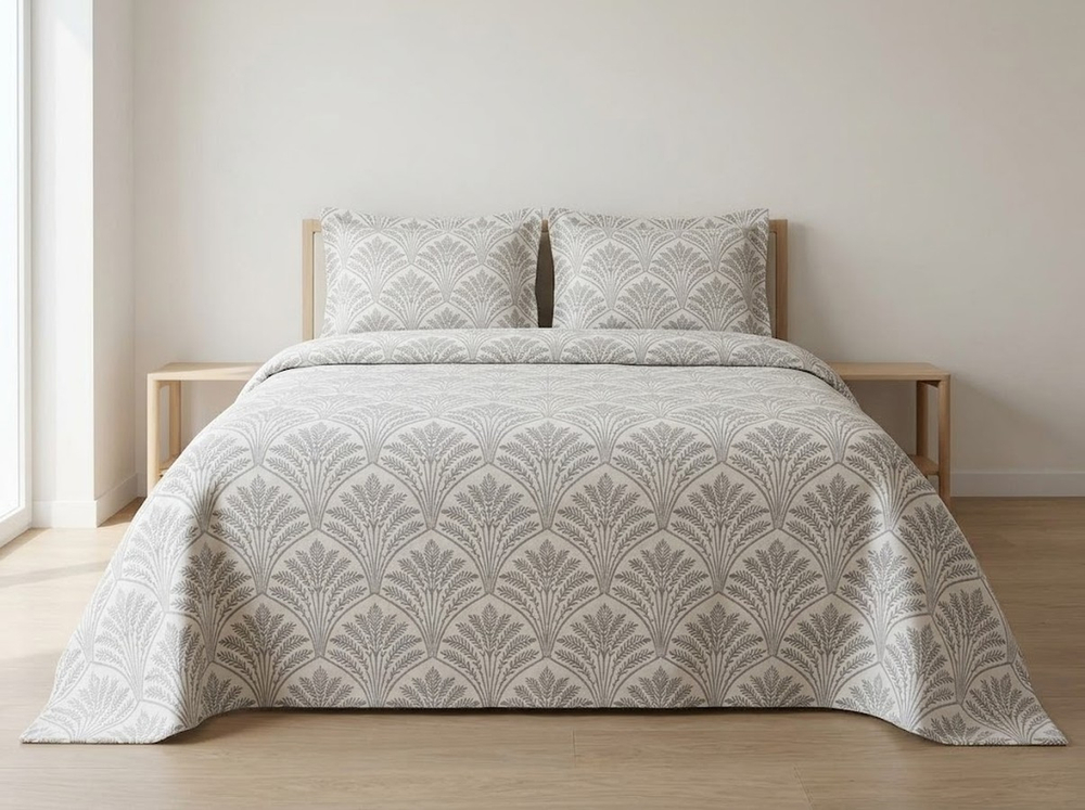 Покрывало Velora Home «Sidelya» 240×260 см + 2 наволочки 50×70 см, серый, хлопок 100%