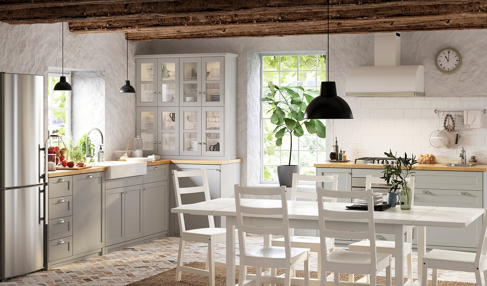 IKEA LERHYTTAN  (ИКЕА ЛЕРХЙТТАН)  -  Стеклянная дверь - светло-серый 40х40 см
