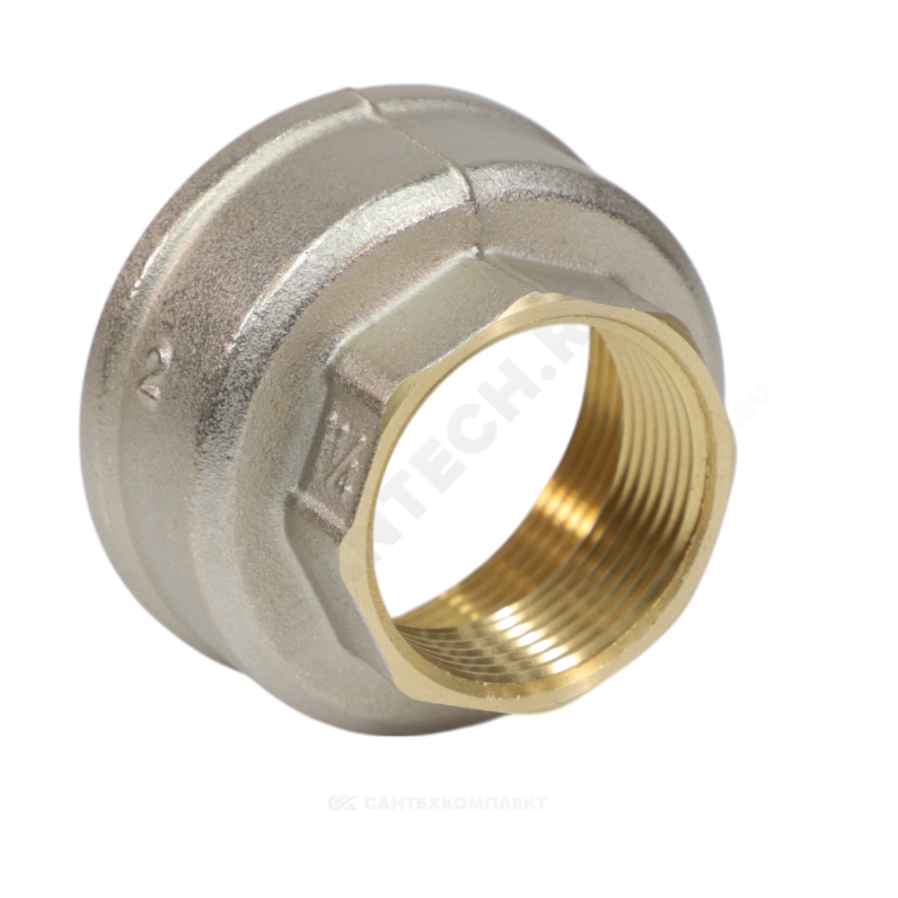 Муфта латунь никель переходная Ду 32х20 (1 1/4"х3/4") ВР/ВР 9019 ГОСТ 32585-2013 Aquasfera 9019-05