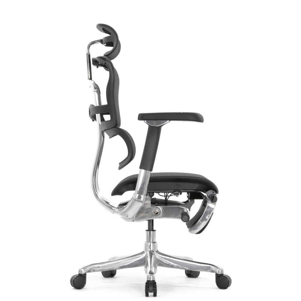 Кресло FALTO Ergohuman Luxury 2 с подножкой ( чёрный каркас /сетка чёрный T-168-B1 Black )