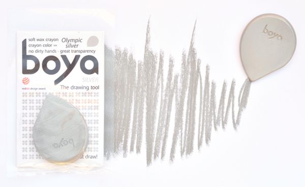Пастель восковая Boya, мелок, 20 г, 1 шт, серебряный
