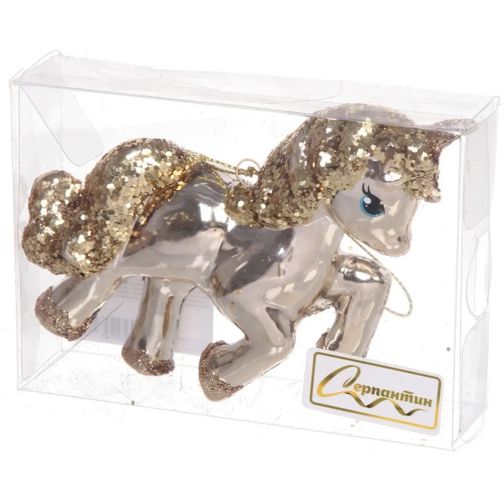 Ёлочная игрушка «Сказочный единорог» 9*3*10 см, шампань