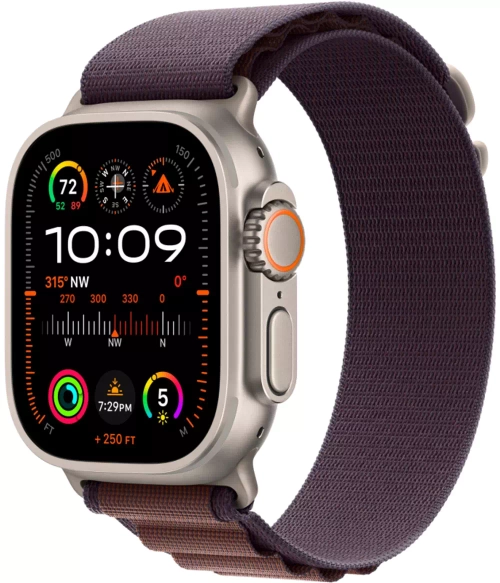 Apple Watch Ultra 2, 49 мм, корпус из титана, ремешок Alpine цвета индиго
