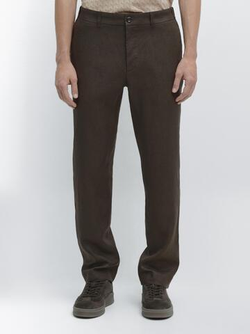 Massimo Dutti Зауженные льняные брюки, зеленый