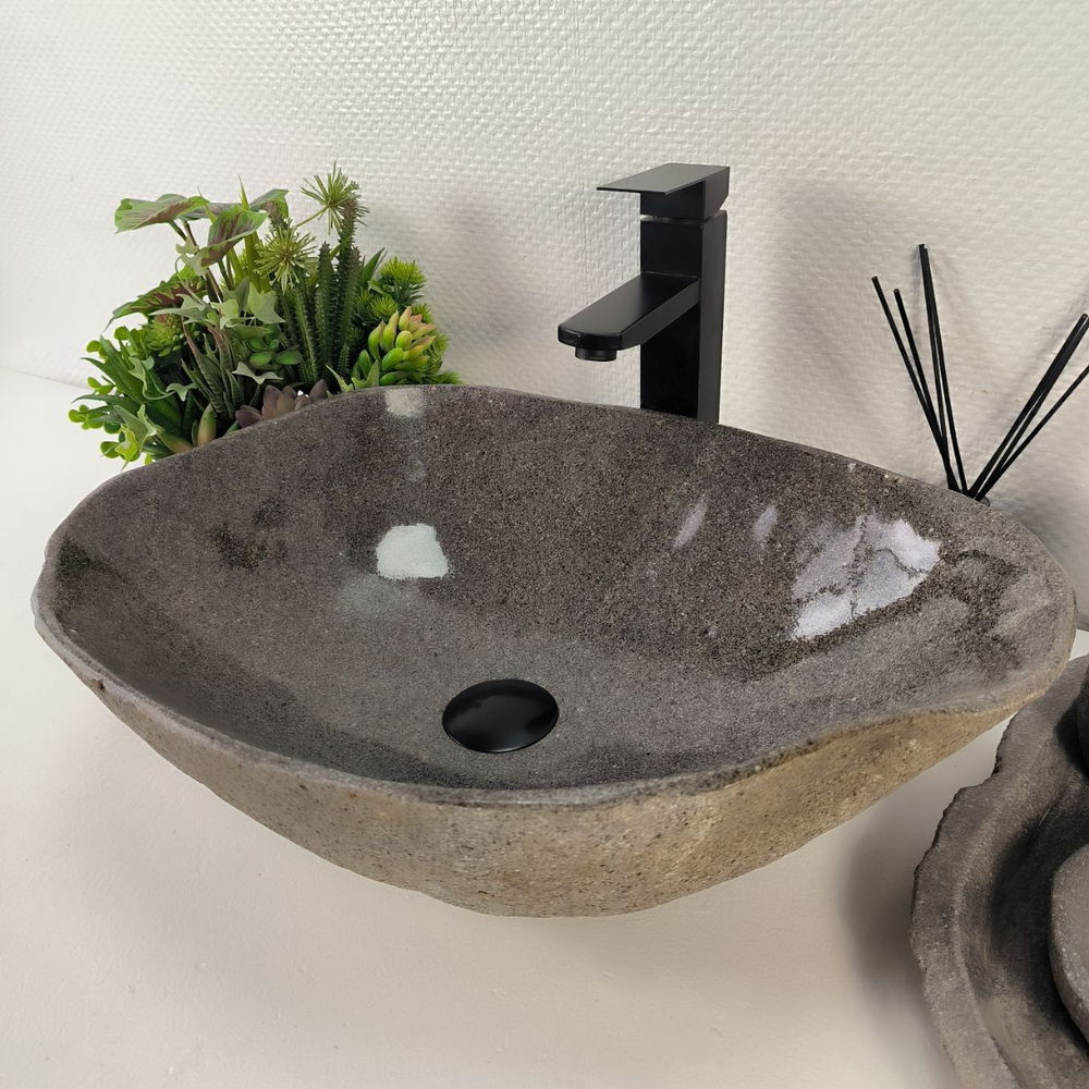 Раковина из речного камня RS-64871 51x39x15 из натурального камня
