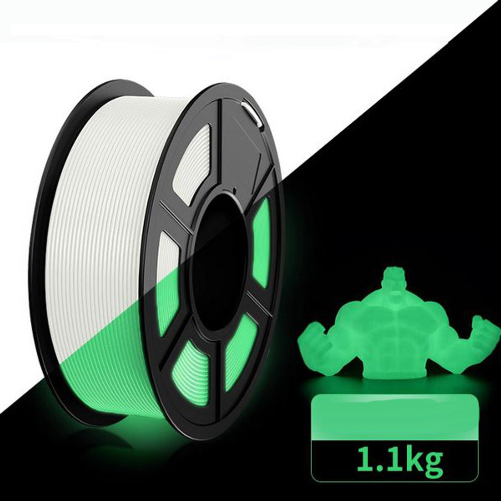 Пластик JAYO - PETG\1.75\1.1кг - Светящийся прозрачный/зеленый