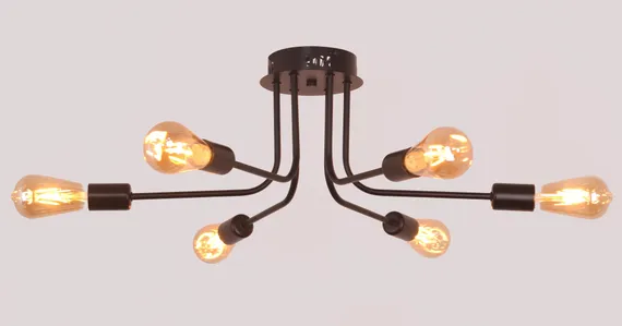 Люстра потолочная NewRgy PD-LED-LINE4-R001-E27*6 BK, 6×40 Вт, чёрная