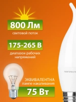 Лампочка светодиодная 10 Вт 230 В 3000 К E27 (свеча на ветру) серия "Народная" в упаковке 10 штук TDM Electric