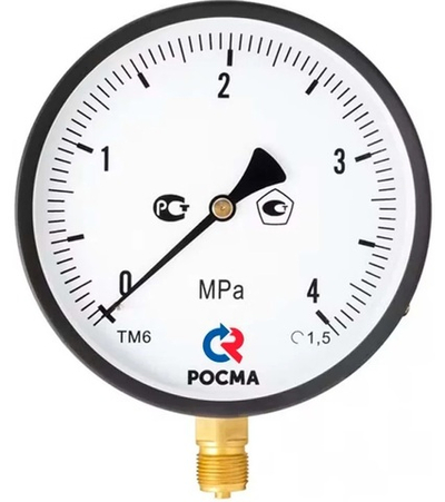 Манометр низкого давления РОСМА ТМ-610Р МТИ, 150мм, 0-1 МПа, М20*1,5, кл. т. 0,4