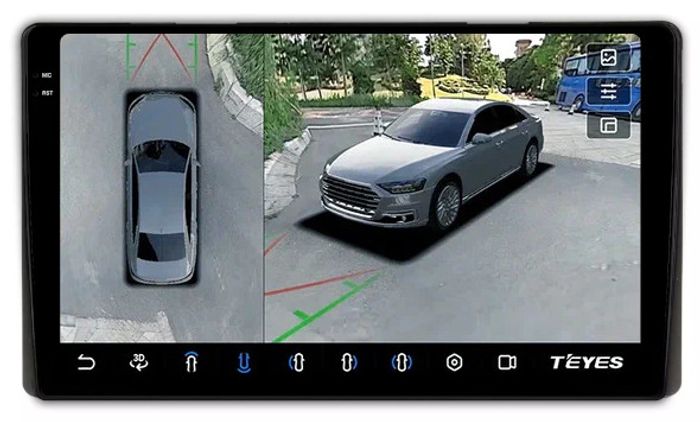 Магнитола для Toyota (внутрь отсека 230х130мм штатной рамки) - Teyes CC3-2K-360 на Android 10, Быстрая, 2K QLED, CarPlay, 4G SIM-слот, 4 камеры в комплекте
