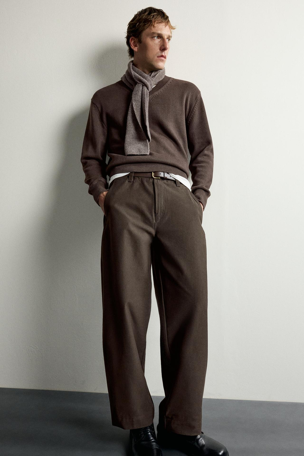 ZARA БРЮКИ BALLOON FIT, КОРИЧНЕВЫЙ