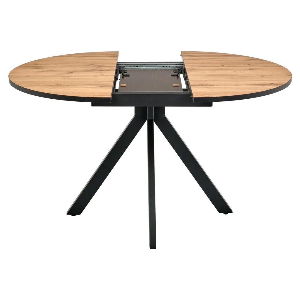 Стол Bradex Home Rudolf круглый раскладной 100-130x100x75см, Дуб Вотан, чёрный