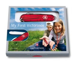 Нож My First Victorinox, 84 мм, 9 функций, полупрозрачный красный