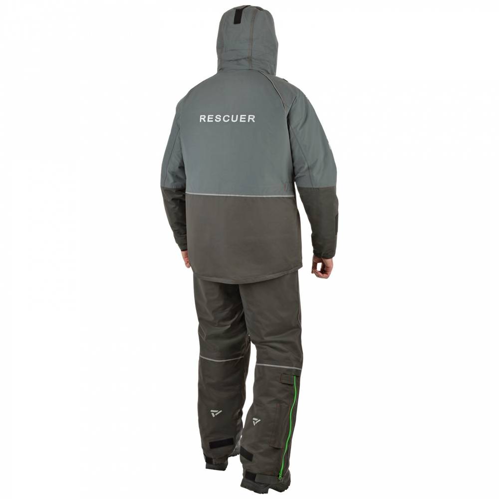 Костюм-поплавок мужской зимний "Rescuer IV prosport"-45, hardguard, серый (зеленые молнии), ХСН
