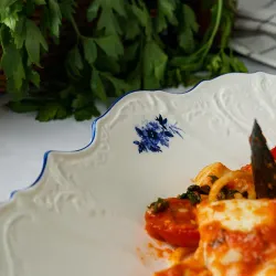 Блюдо овальное 33,7*21 см h6,4 см 800 мл глубокое Crush Blue Flower P.L. Proff Cuisine [1]