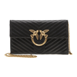 Сумка Pinko Quilt Series Metal Logo Herringbone Quilted Chain Sheepskin Leather Bird Swallow Bag Messenger Shoulder Bag Black Gold, 1P22JS-Y7SQ-Z99Q