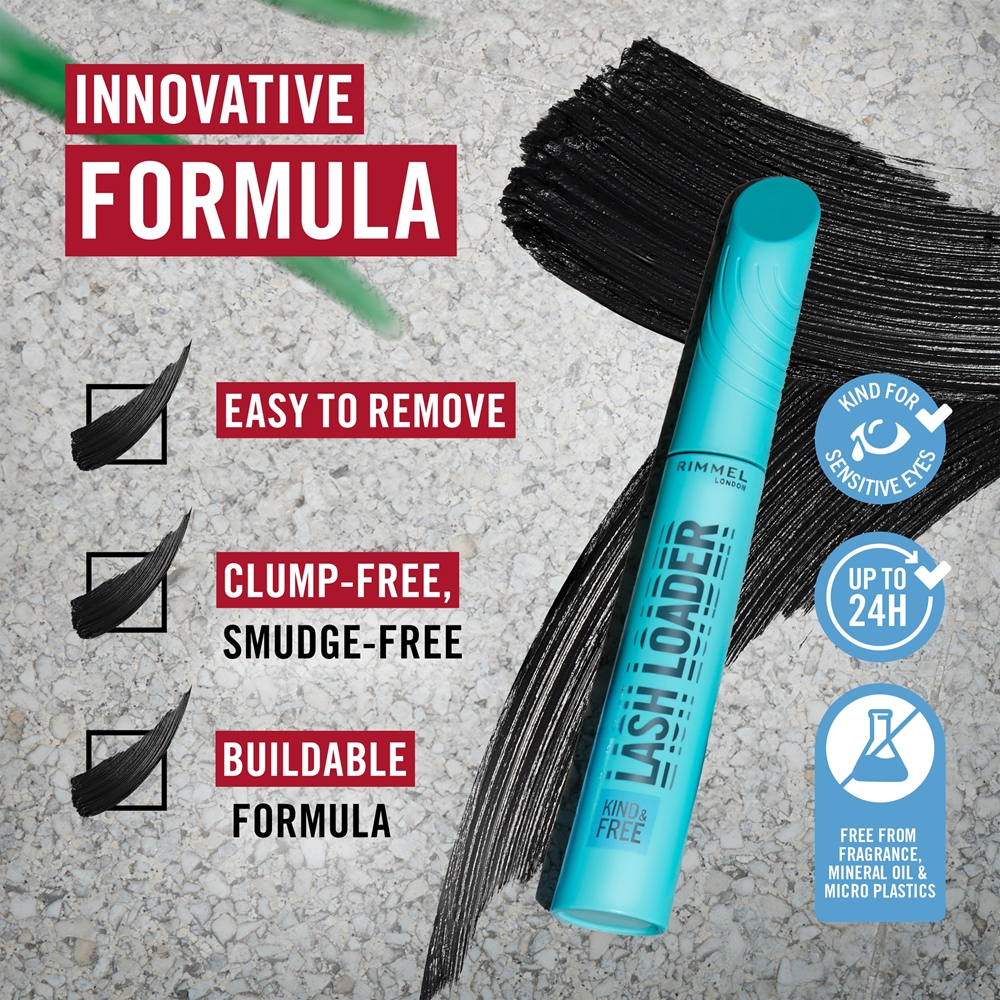 Rimmel Kind & Free Lash Loader - Тушь для ресниц, утолщающая оттенок Azure Blue, 9 ml