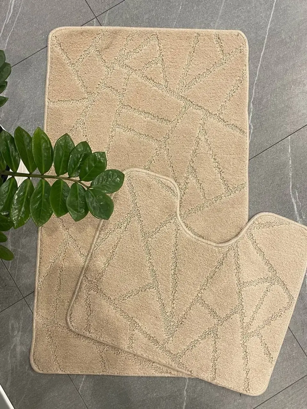 Комплект ковриков для ванной и туалета My Crystal 50*80 и 40*50 Геометрия,Мозайка,бежевый