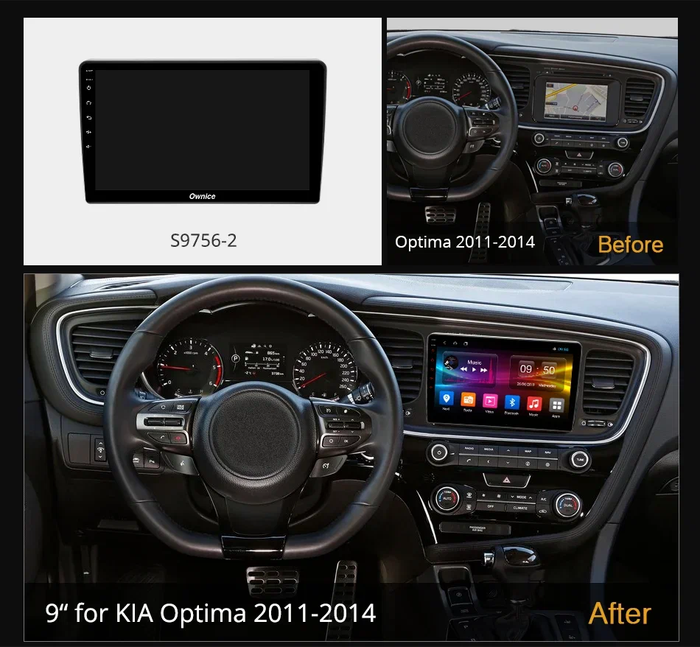 Магнитола для KIA Optima 3 TF 2013-2015 (рамка-накладка) - Kuberg OL-9756-2 QLed+2K, Android 12, Быстрая, CarPlay, 4G SIM-слот