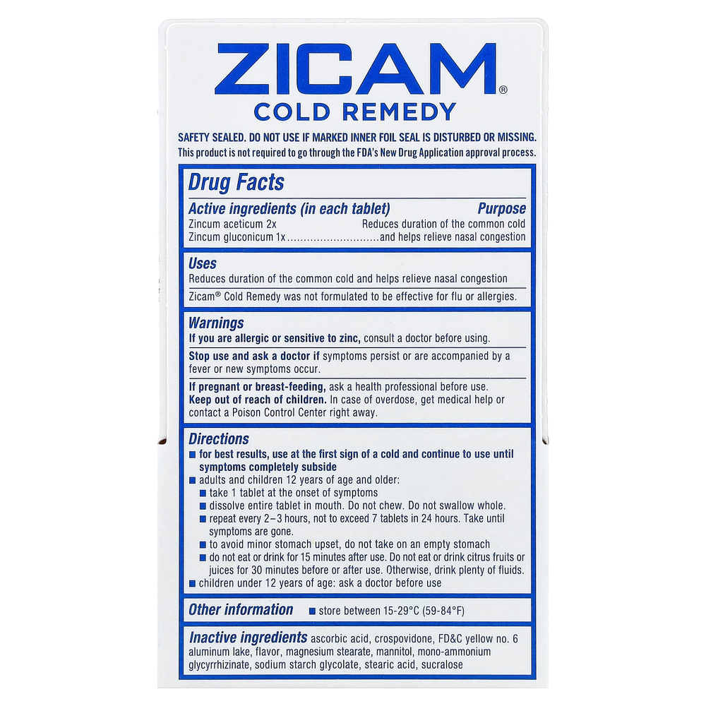 Zicam, Cold Remedy, RapidMelts®, с цитрусовым вкусом, 25 быстрорастворимых таблеток