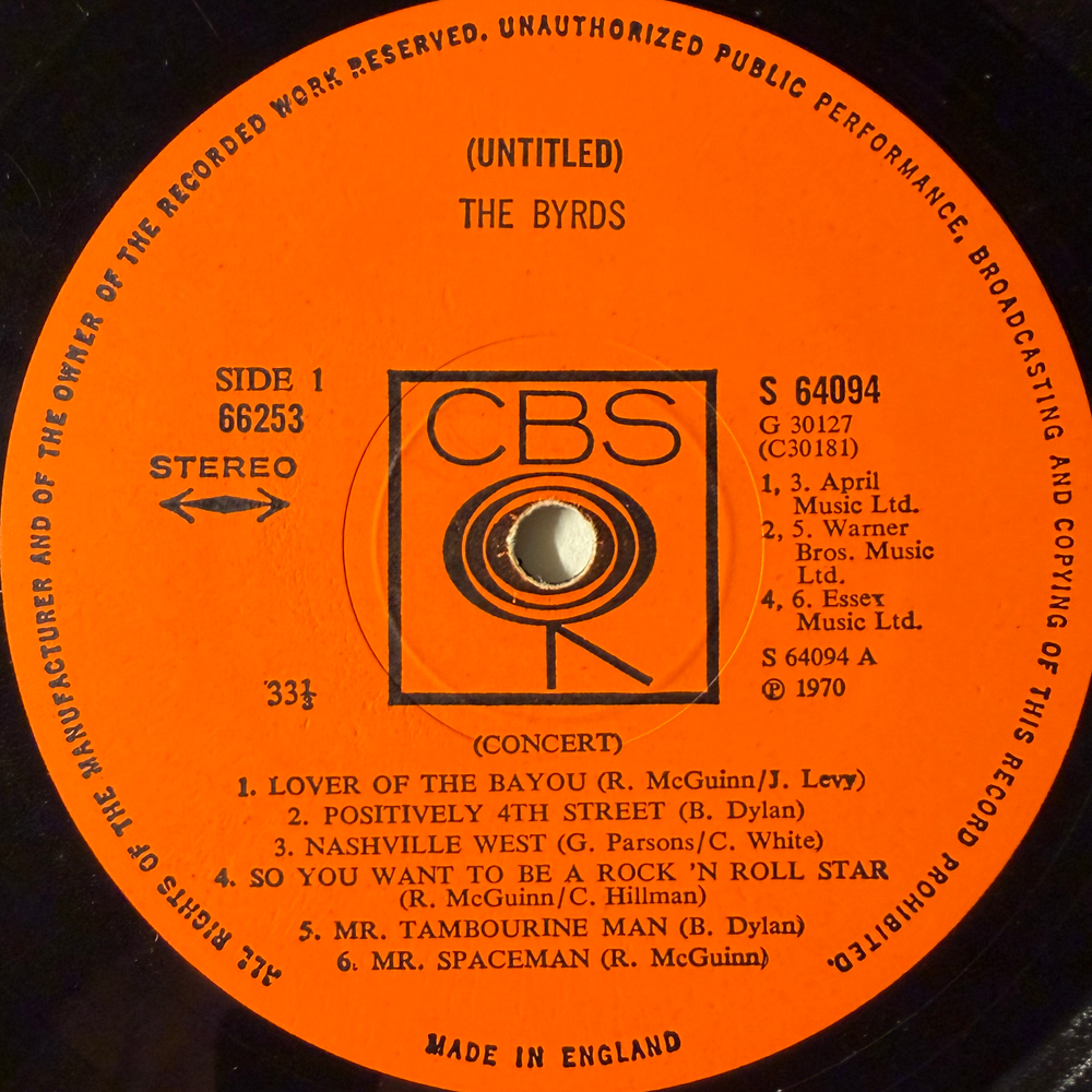 Виниловая пластинка The Byrds - Untitled 2LP