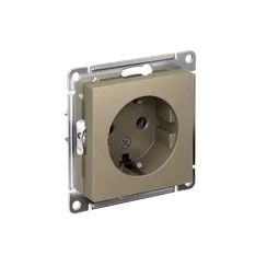 Розетка с заземлением без шторок Systeme Electric AtlasDesign Шампань ATN000543