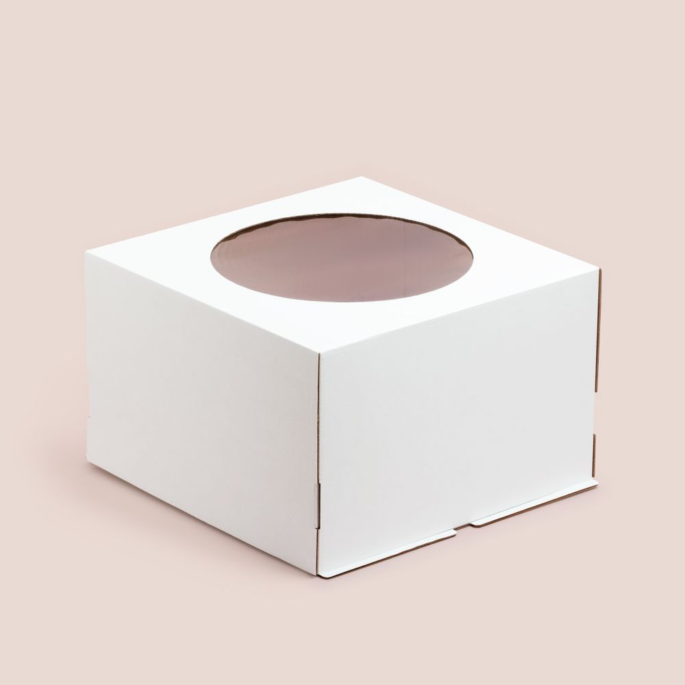 Коробка 300*300*190 мм для торта с окном, гофрокартон