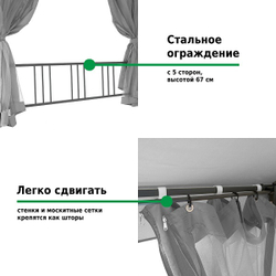 Шатер садовый Green Glade Gexagon Grey (сторона 200 см, площадь 10.5 м²)