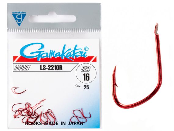 Крючки Gamakatsu LS-2210R HOOKS RED разм. 16 25шт.