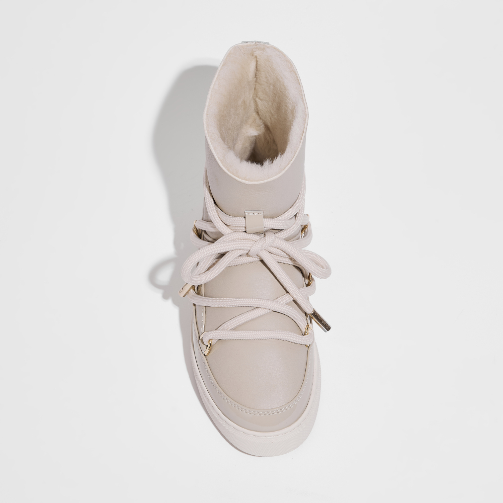 Высокие комбинированные кеды INUIKII Sneaker Gloss Cream на меху
