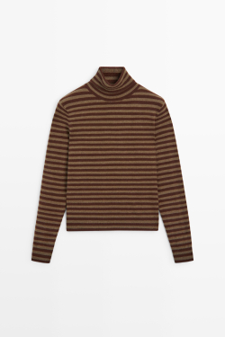 Massimo Dutti Свитер из шерсти и кашемира с высоким воротником, бордо