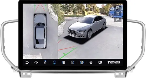 Магнитола для KIA Sportage 4 2016-2018 (штатная КЗВ) - Teyes CC3-2K-360 монитор 13" 2K QLED на Android 10, Быстрая, CarPlay, 4G SIM-слот, 4 камеры в комплекте