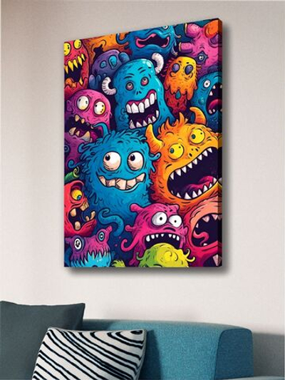 Картина Улыбчивые монстрики модульная 50x70см 1шт.