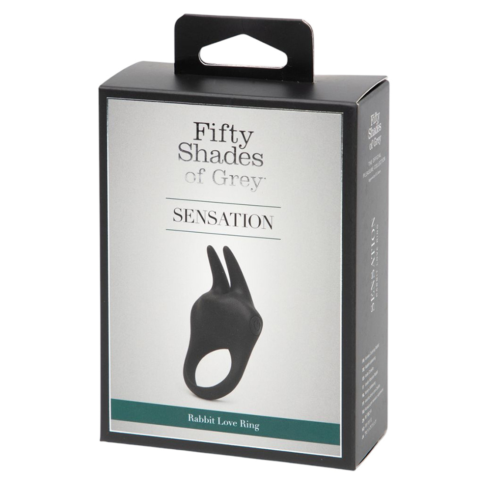 Черное эрекционное виброкольцо 3,2см с кроликом Fifty Shades of Grey Sensation Vibrating Rabbit Love Ring