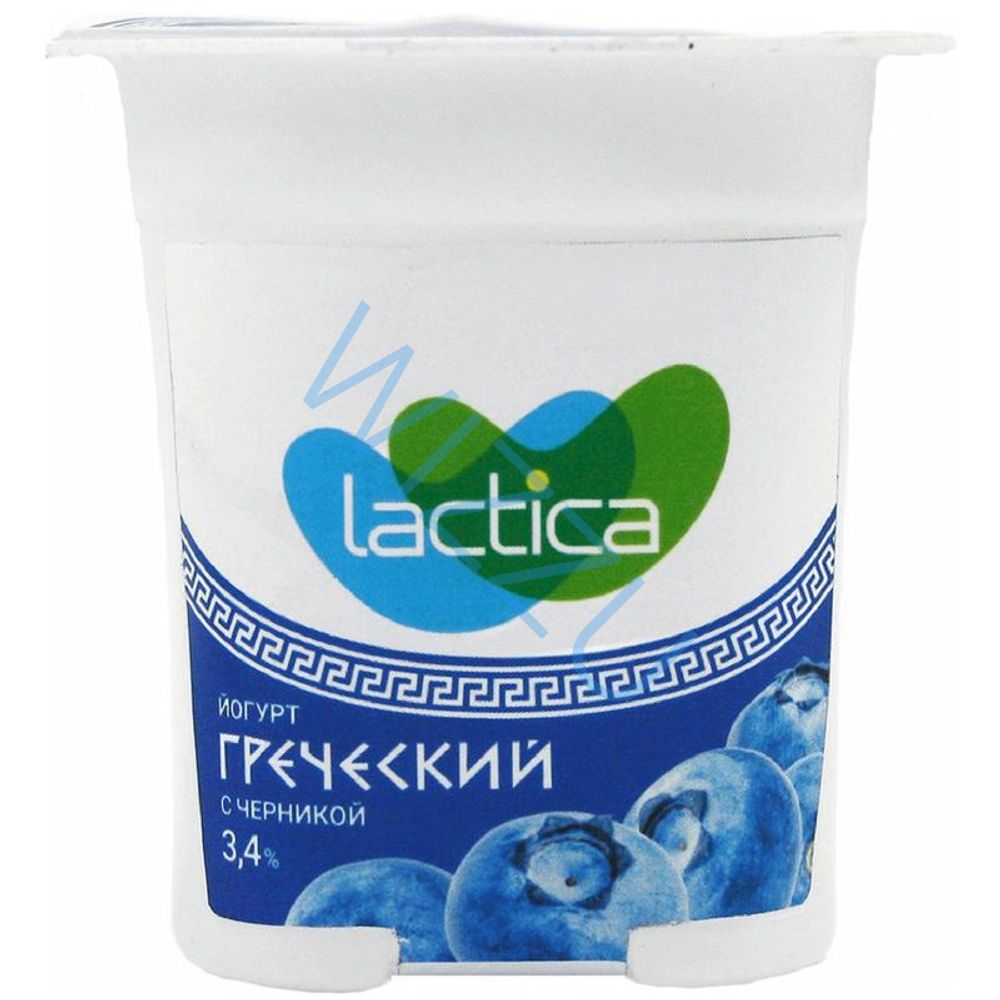 Йогурт двухслойный греческий с черникой 3,4% 120г тф-стакан "Lactica"