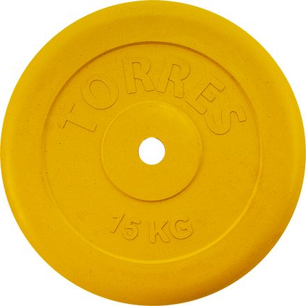 Диск обрезин. TORRES 15 кг, PL504215, d.26мм, металл в резиновой оболочке, желтый