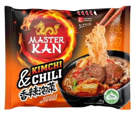 Master Kan Лапша быстрого приготовления, Kimchi Chili, 95гр, пакет, блок 30шт., Мастер Кан
