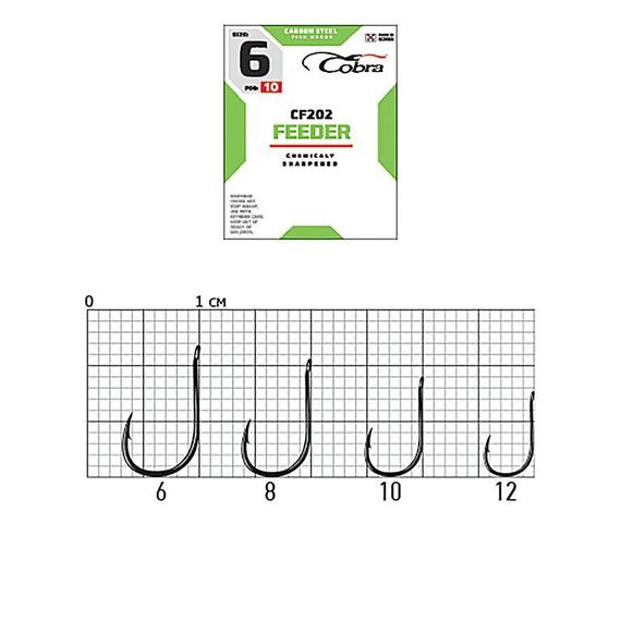 Крючки Cobra FEEDER CF202 №12, 10 шт.
