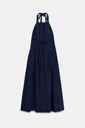 ZARA ПЛАТЬЕ С ГОРЛОВИНОЙ ХАЛТЕР — ZW COLLECTION, МОРСКОЙ СИНИЙ