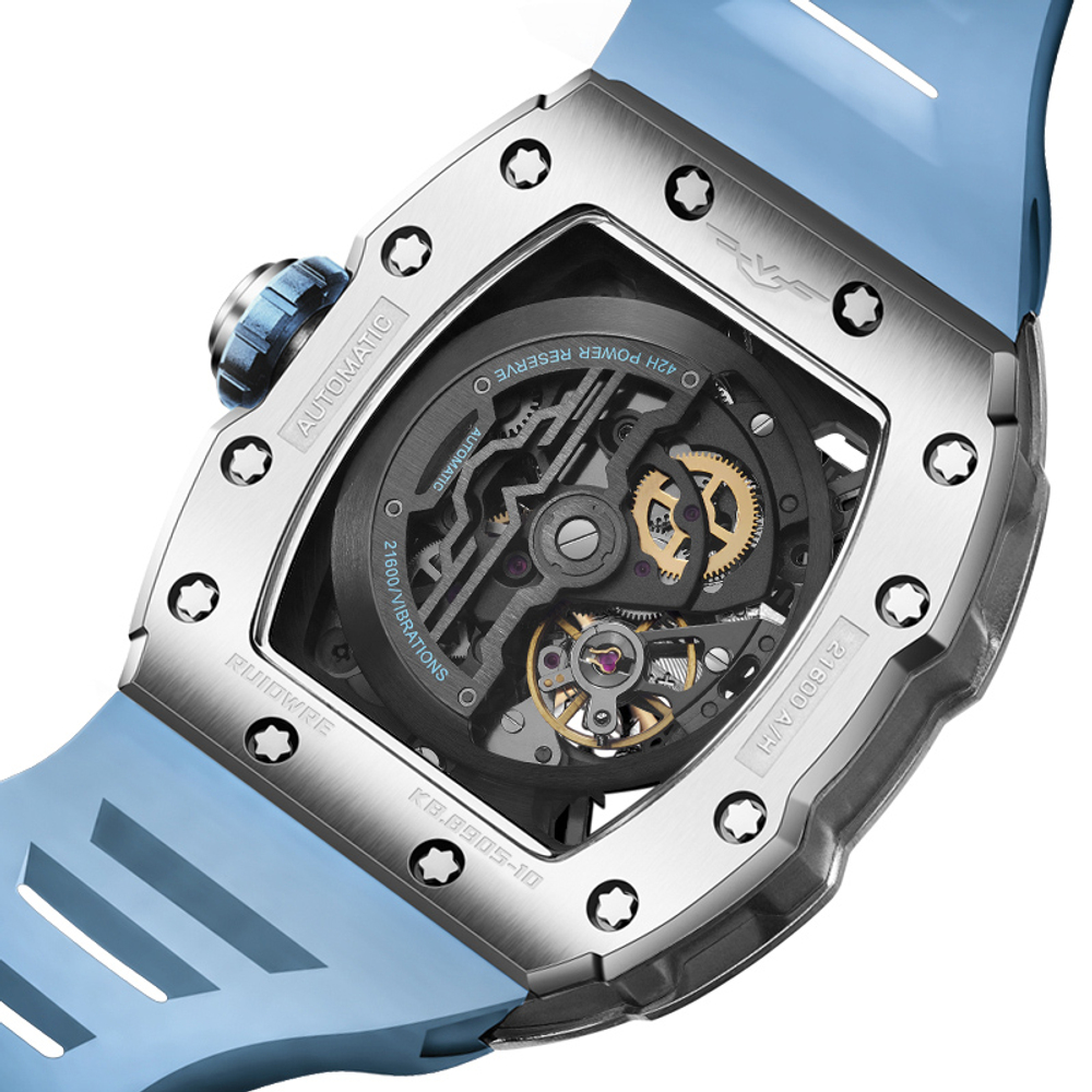 CERIEPON Silver Stone Racing Track Collection Glow In The Dark Men"s Cut Out Waterproof Watch Men"s Mechanical Movement