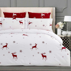 Постельное белье 2 спальное евро Arya home Joyful бело-красное