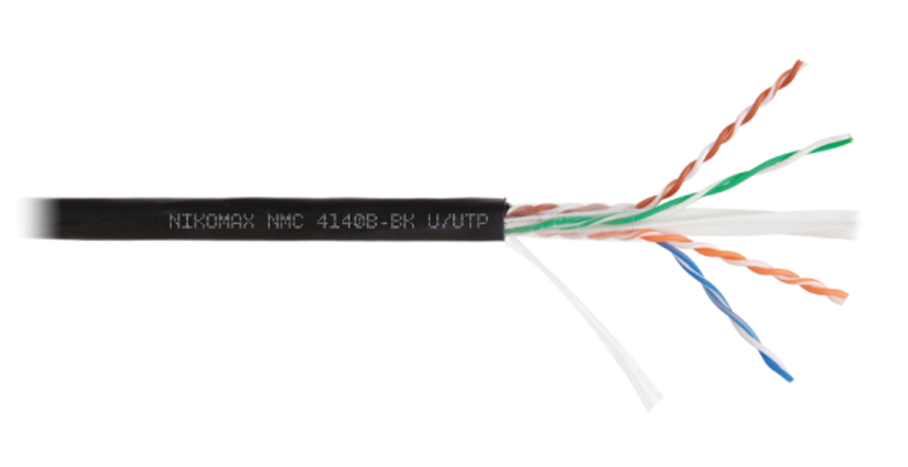 Кабель витая пара U/UTP 6 кат. 4 пары NikoMax NMC 4140B-BK