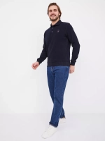 Поло мужское из бархатного хлопка с длинным рукавом