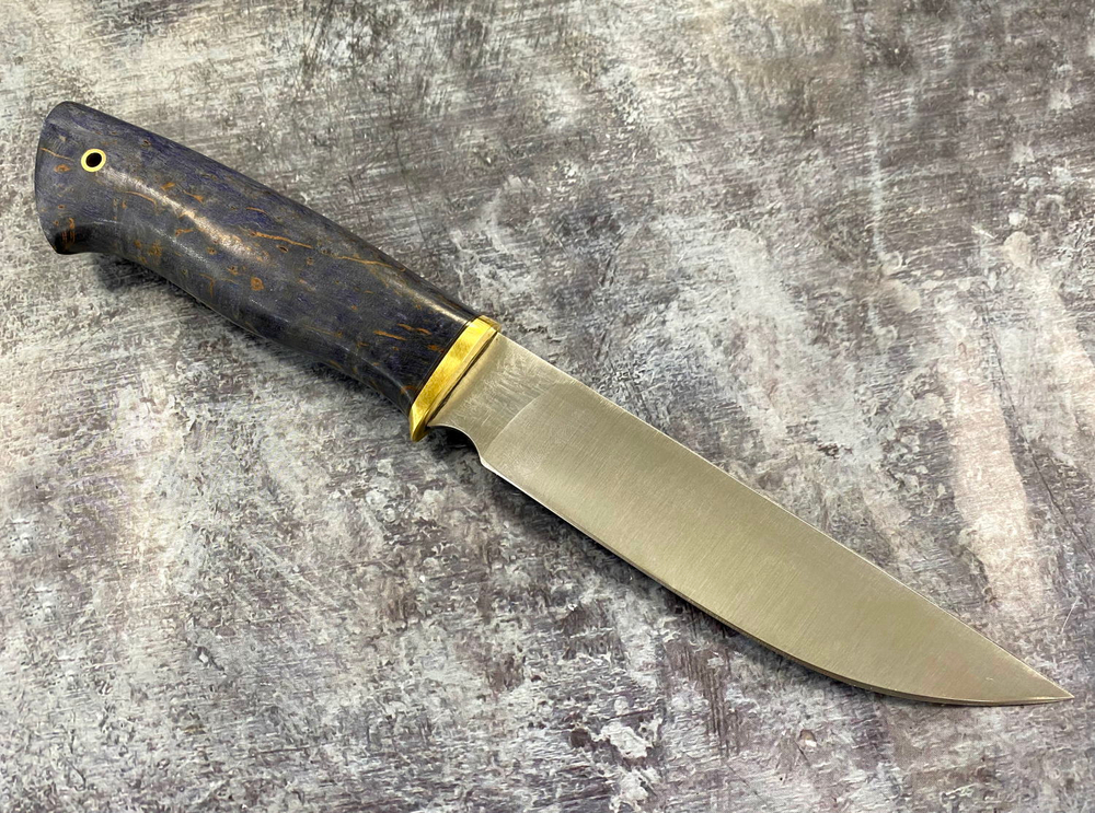 Нож Сибиряк, сталь 110х18, карельская береза, синяя