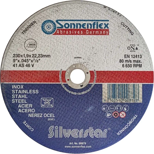 Абразивный отрезной диск Silverstar 230x1,9x22,23 мм A46V F41 INOX Sonnenflex 00879 SFMC
