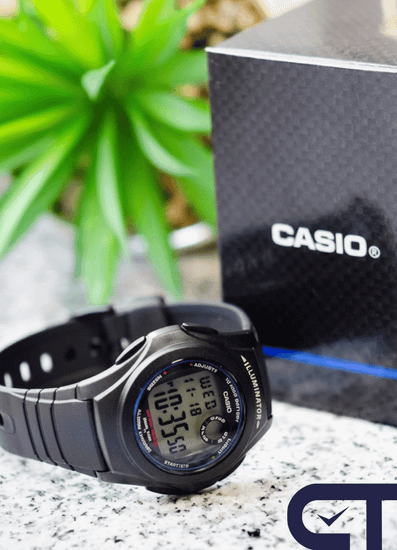Casio F-200W-1A — мужские цифровые часы с мировым временем и секундомером