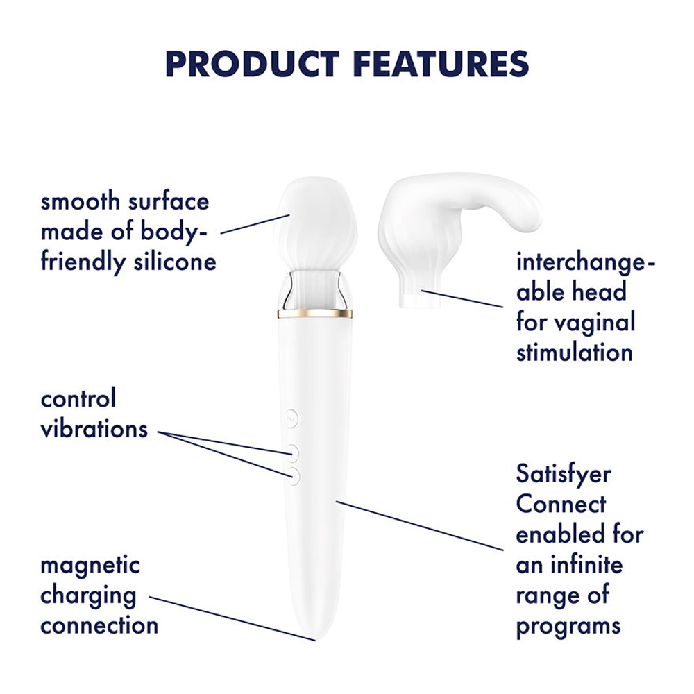 Satisfyer Double Wand-er  Универсальный вибромассажер с дополнительными насадками